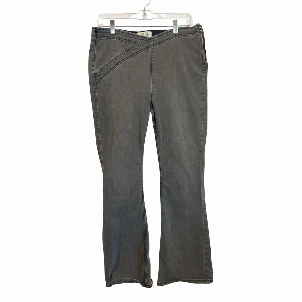 We The Free People Pants Women's 31 Gray Bell Bottom Crossover Waist High Rise